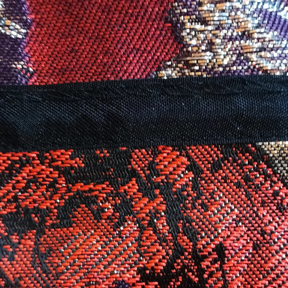 J. Crew jacquard floral metallic purple red pleated glamorous bold mini 2 - Picture 6 of 8